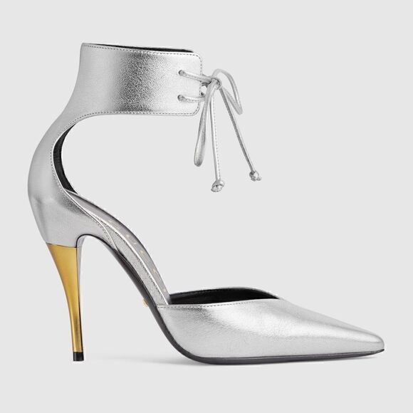 GUCCI PRISCILLA 105 METALLIC LEATHER PUMPS size 38.5 BRAND NEW IN BOX - Picture 4 of 15